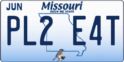 MO license plate PL2E4T