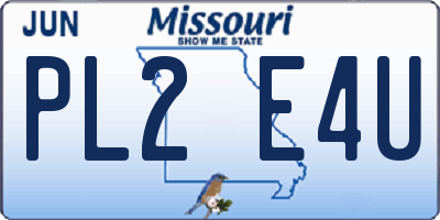 MO license plate PL2E4U