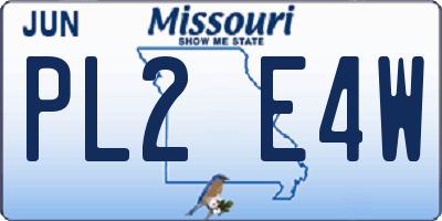 MO license plate PL2E4W