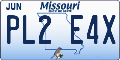 MO license plate PL2E4X