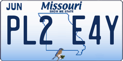 MO license plate PL2E4Y
