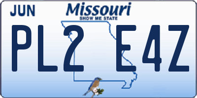 MO license plate PL2E4Z