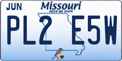 MO license plate PL2E5W