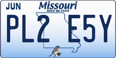 MO license plate PL2E5Y