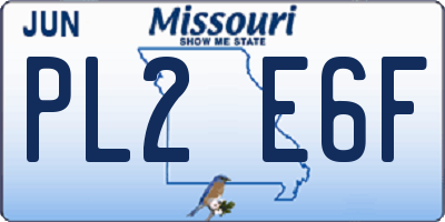 MO license plate PL2E6F