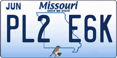 MO license plate PL2E6K