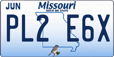 MO license plate PL2E6X