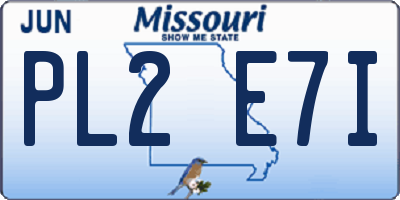 MO license plate PL2E7I