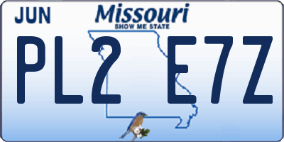 MO license plate PL2E7Z