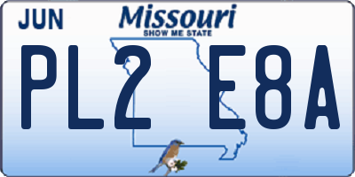 MO license plate PL2E8A