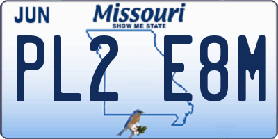 MO license plate PL2E8M