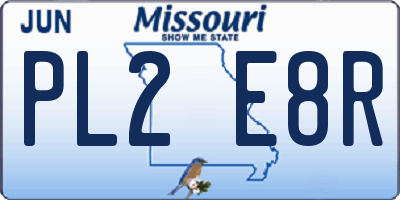 MO license plate PL2E8R