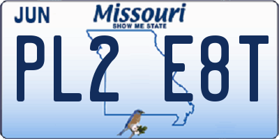 MO license plate PL2E8T