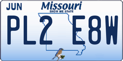 MO license plate PL2E8W
