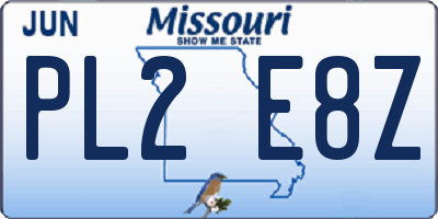 MO license plate PL2E8Z