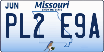 MO license plate PL2E9A