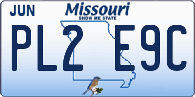 MO license plate PL2E9C