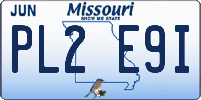 MO license plate PL2E9I