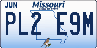 MO license plate PL2E9M