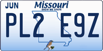MO license plate PL2E9Z