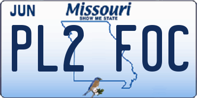MO license plate PL2F0C