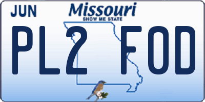 MO license plate PL2F0D