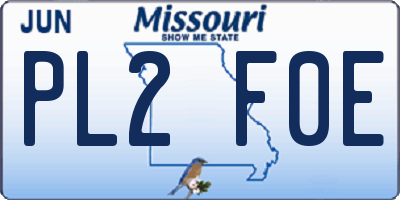 MO license plate PL2F0E