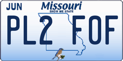 MO license plate PL2F0F