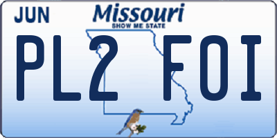 MO license plate PL2F0I