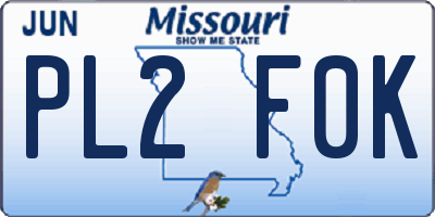 MO license plate PL2F0K