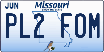 MO license plate PL2F0M