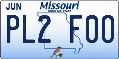 MO license plate PL2F0O
