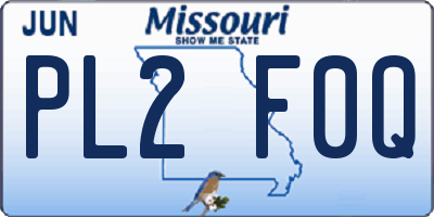 MO license plate PL2F0Q