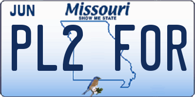MO license plate PL2F0R