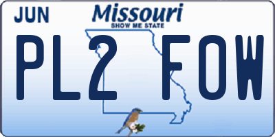MO license plate PL2F0W