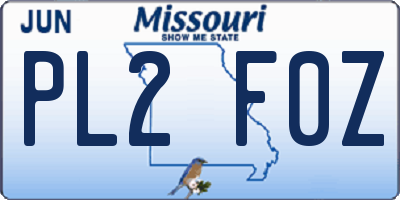MO license plate PL2F0Z