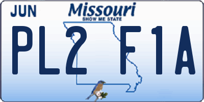 MO license plate PL2F1A