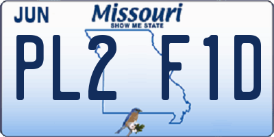 MO license plate PL2F1D