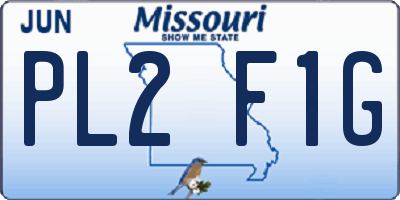MO license plate PL2F1G