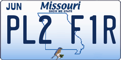 MO license plate PL2F1R