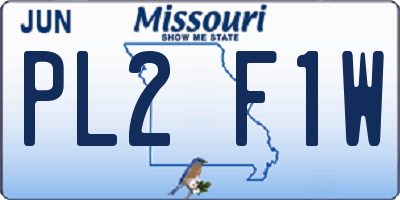 MO license plate PL2F1W