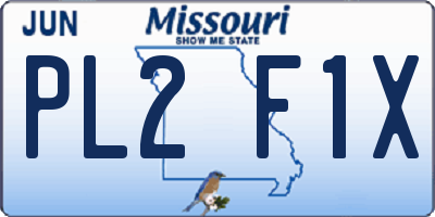 MO license plate PL2F1X