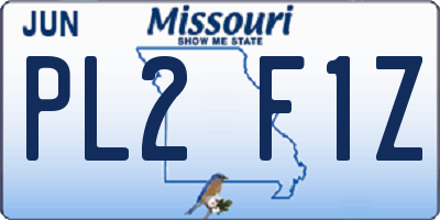 MO license plate PL2F1Z