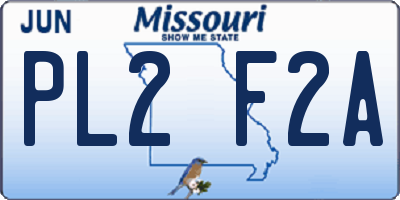 MO license plate PL2F2A