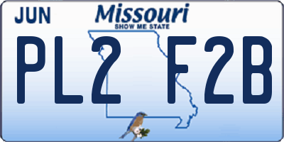 MO license plate PL2F2B