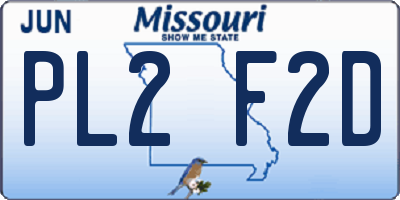 MO license plate PL2F2D