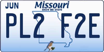 MO license plate PL2F2E