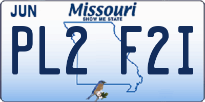 MO license plate PL2F2I