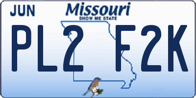 MO license plate PL2F2K
