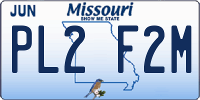 MO license plate PL2F2M